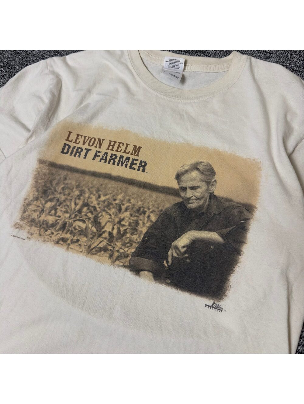 Levon Helm Dirt Farmer Tour Tee Medium Cream Americana